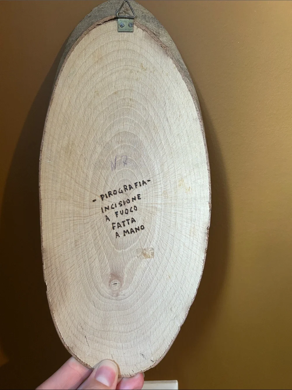 Wood-Burned Oval Wall Art - Natural Wood Tone